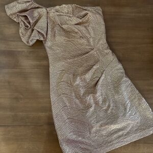 Hailey Logan Rose Gold One Shoulder Dress